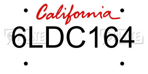 6LDC164 California License Plate