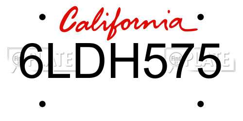 6LDH575 California License Plate