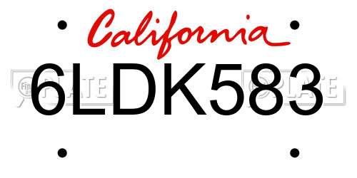 6LDK583 California License Plate