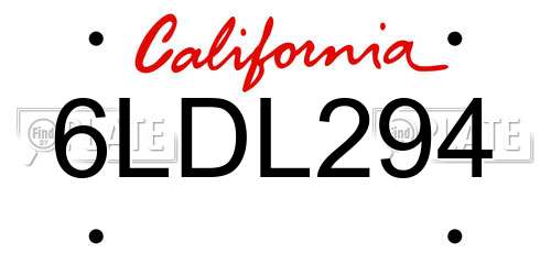 6LDL294 California License Plate