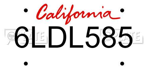 6LDL585 California License Plate
