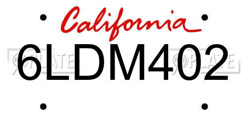 6LDM402 California License Plate