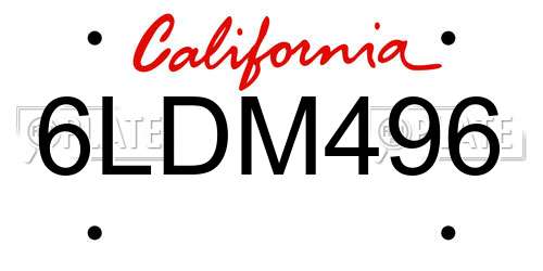 6LDM496 California License Plate
