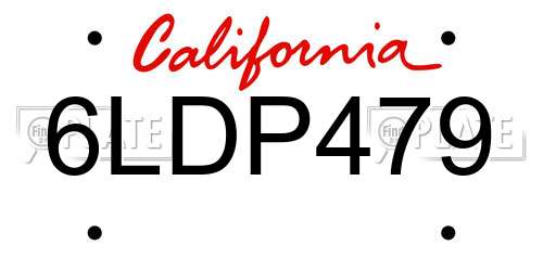 6LDP479 California License Plate