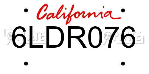 6LDR076 California License Plate
