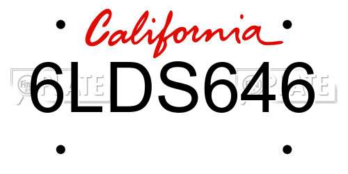 6LDS646 California License Plate