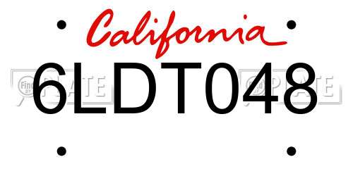 6LDT048 California License Plate
