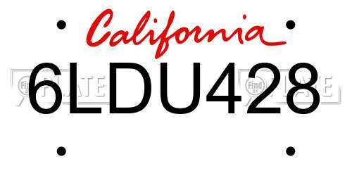 6LDU428 California License Plate