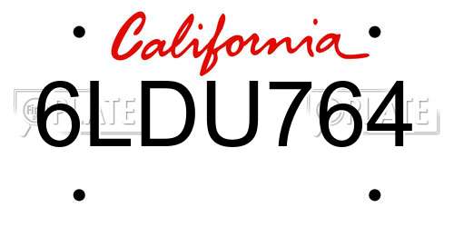 6LDU764 California License Plate