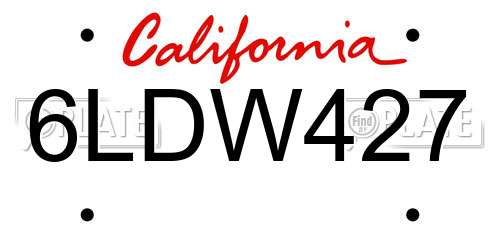 6LDW427 California License Plate