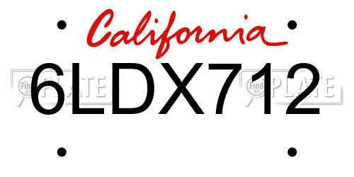 6LDX712 California License Plate