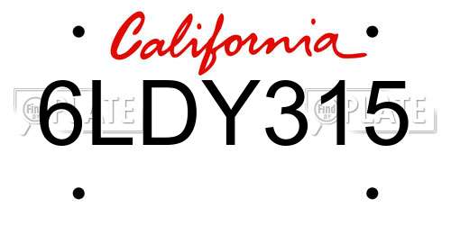 6LDY315 California License Plate