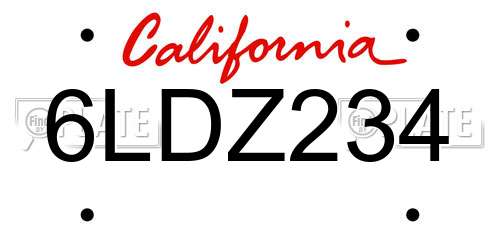 6LDZ234 California License Plate