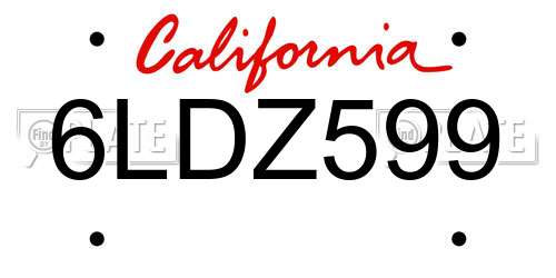 6LDZ599 California License Plate