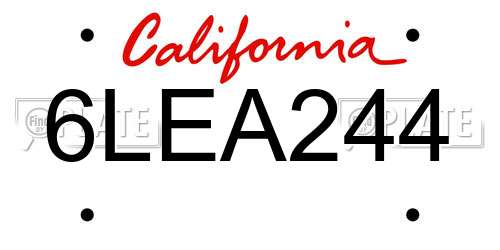 6LEA244 California License Plate