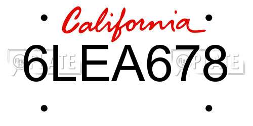 6LEA678 California License Plate
