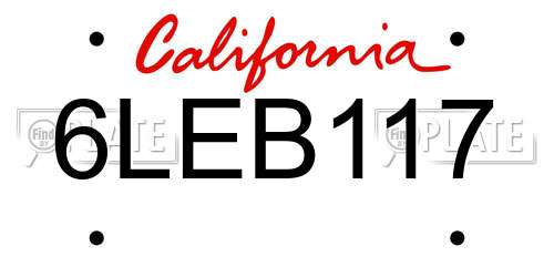 6LEB117 California License Plate