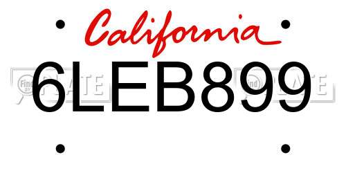 6LEB899 California License Plate