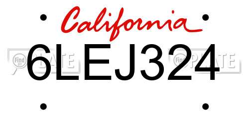 6LEJ324 California License Plate