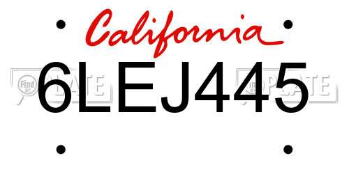 6LEJ445 California License Plate