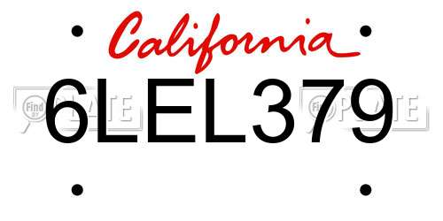 6LEL379 California License Plate