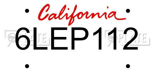 6LEP112 California License Plate