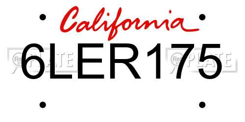 6LER175 California License Plate