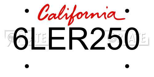 6LER250 California License Plate
