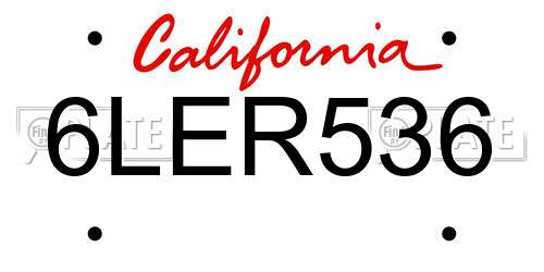 6LER536 California License Plate