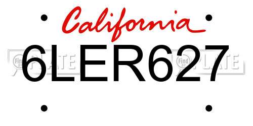 6LER627 California License Plate
