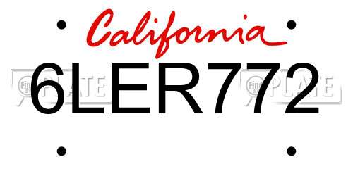 6LER772 California License Plate