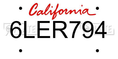 6LER794 California License Plate