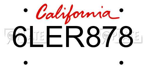 6LER878 California License Plate