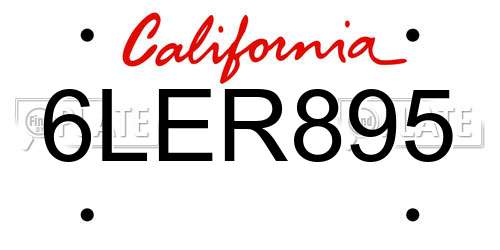 6LER895 California License Plate