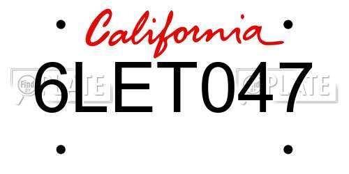 6LET047 California License Plate