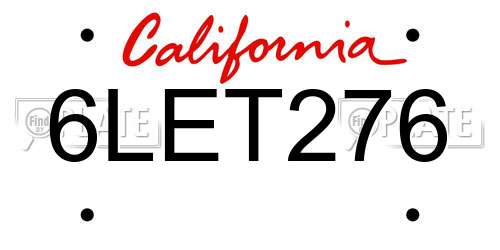 6LET276 California License Plate