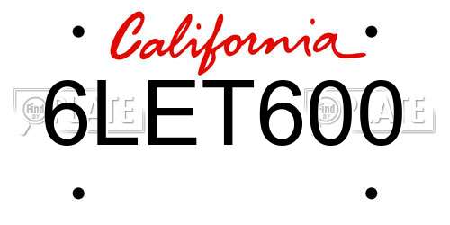 6LET600 California License Plate