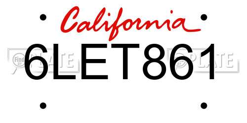 6LET861 California License Plate