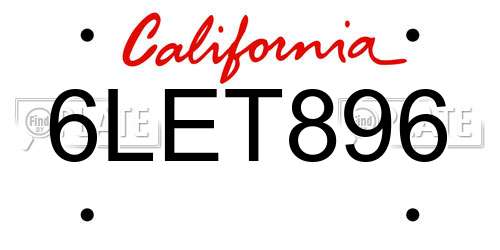 6LET896 California License Plate