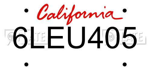 6LEU405 California License Plate