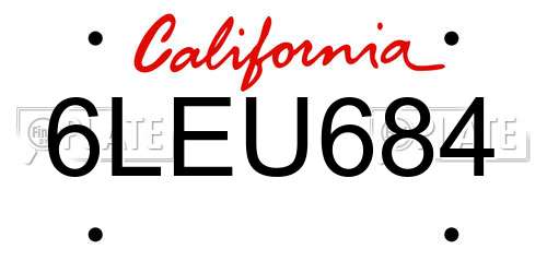 6LEU684 California License Plate