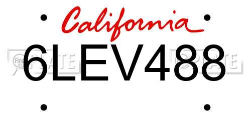 6LEV488 California License Plate