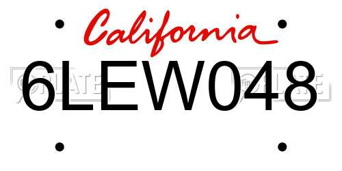 6LEW048 California License Plate