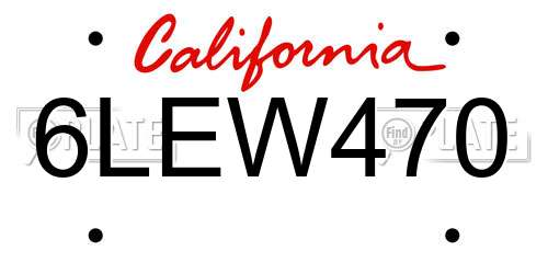 6LEW470 California License Plate