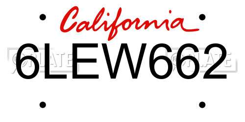 6LEW662 California License Plate
