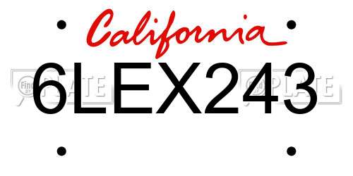 6LEX243 California License Plate