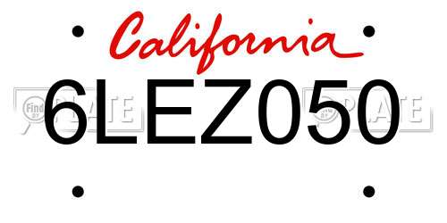 6LEZ050 California License Plate
