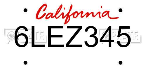6LEZ345 California License Plate
