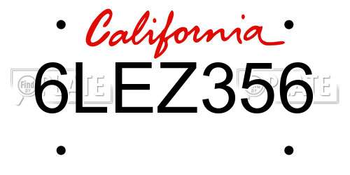6LEZ356 California License Plate