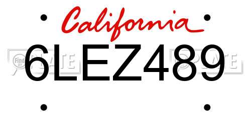 6LEZ489 California License Plate